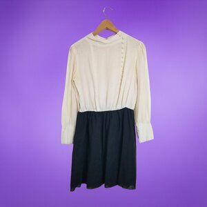 Vintage 60s-70s Ain R Jr Longsleeve Dress with Asymmetrical Buttons